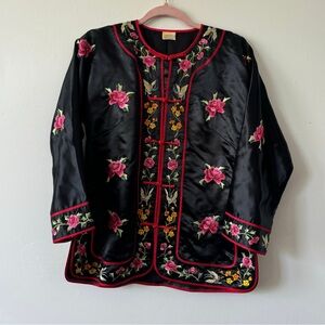 Vintage Black Floral Embroidered Jacket